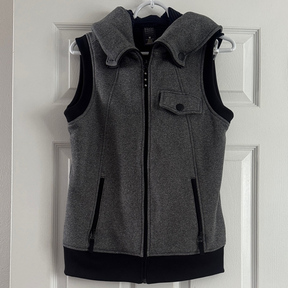 Burton Snowboard Dryride Gray Sleeveless Zip-Up Vest Heavy Duty Thick